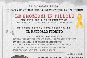 Giornata mondiale per la prevenzione del suicidio - Aosta Sabato 13 Settembre h. 16.30